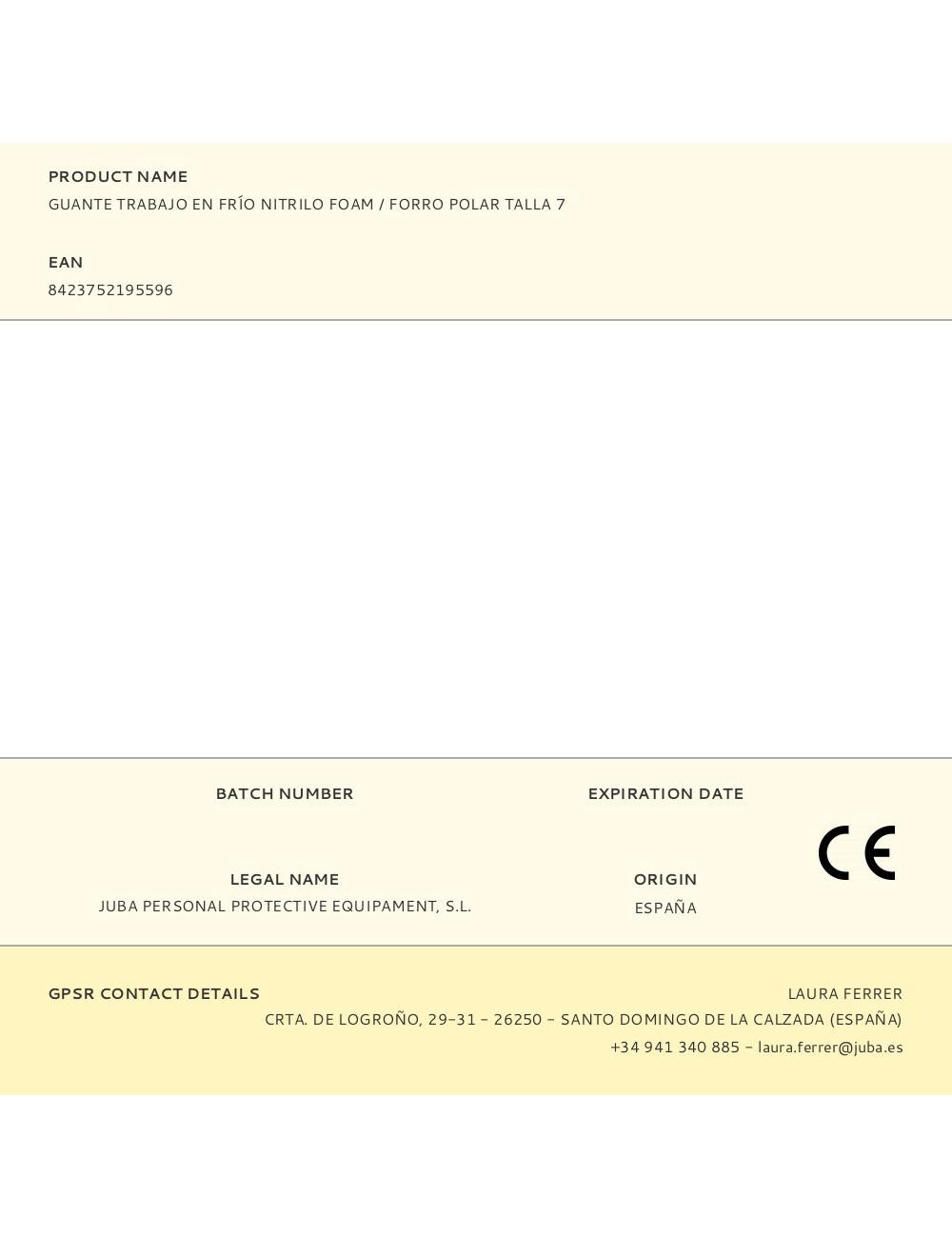 Guante nitrilo microfoam con forro interior polar, trabajo en frío, t-07