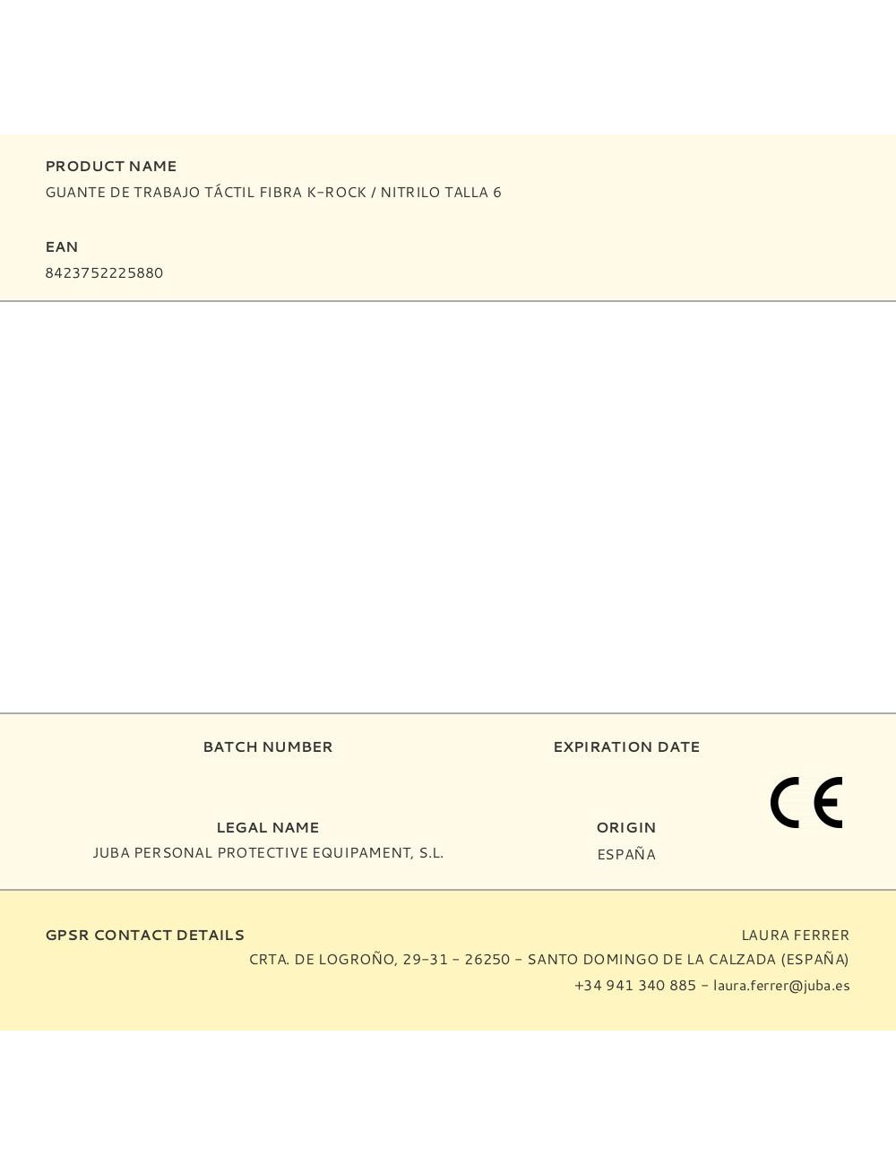 Guante poliéster / k-rock palma nitrilo arenado, resistente a corte, táctil, t-06