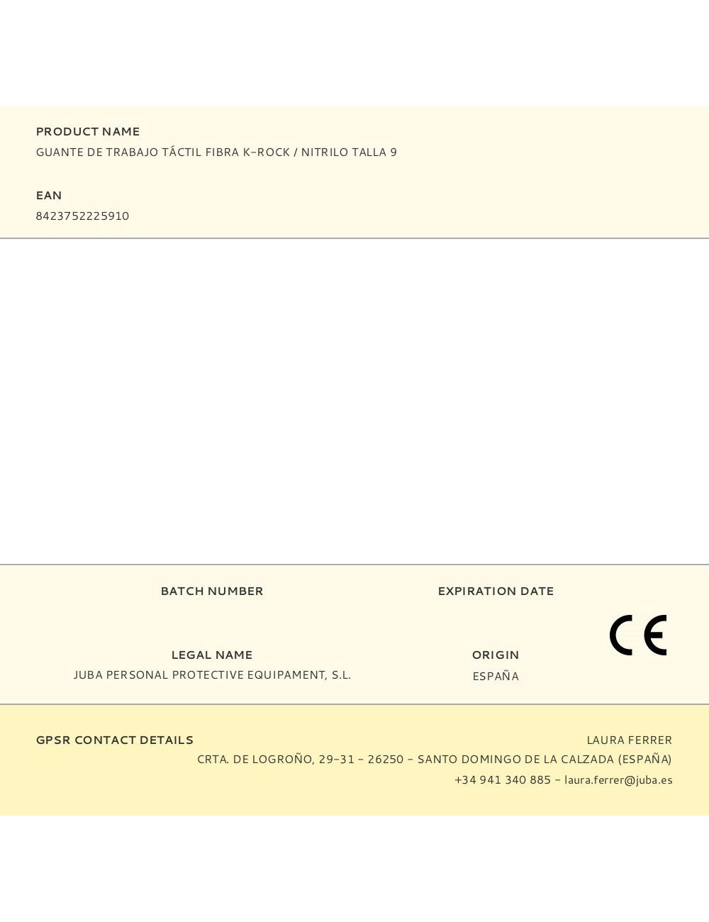 Guante poliéster / k-rock palma nitrilo arenado, resistente a corte, táctil, t-09