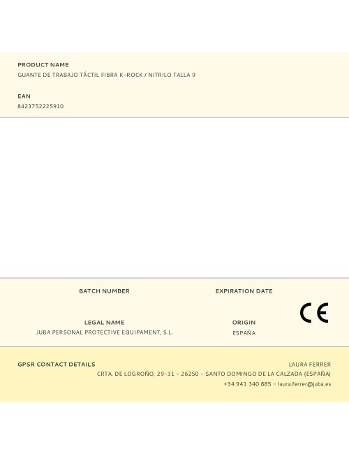 Guante poliéster / k-rock palma nitrilo arenado, resistente a corte, táctil, t-09