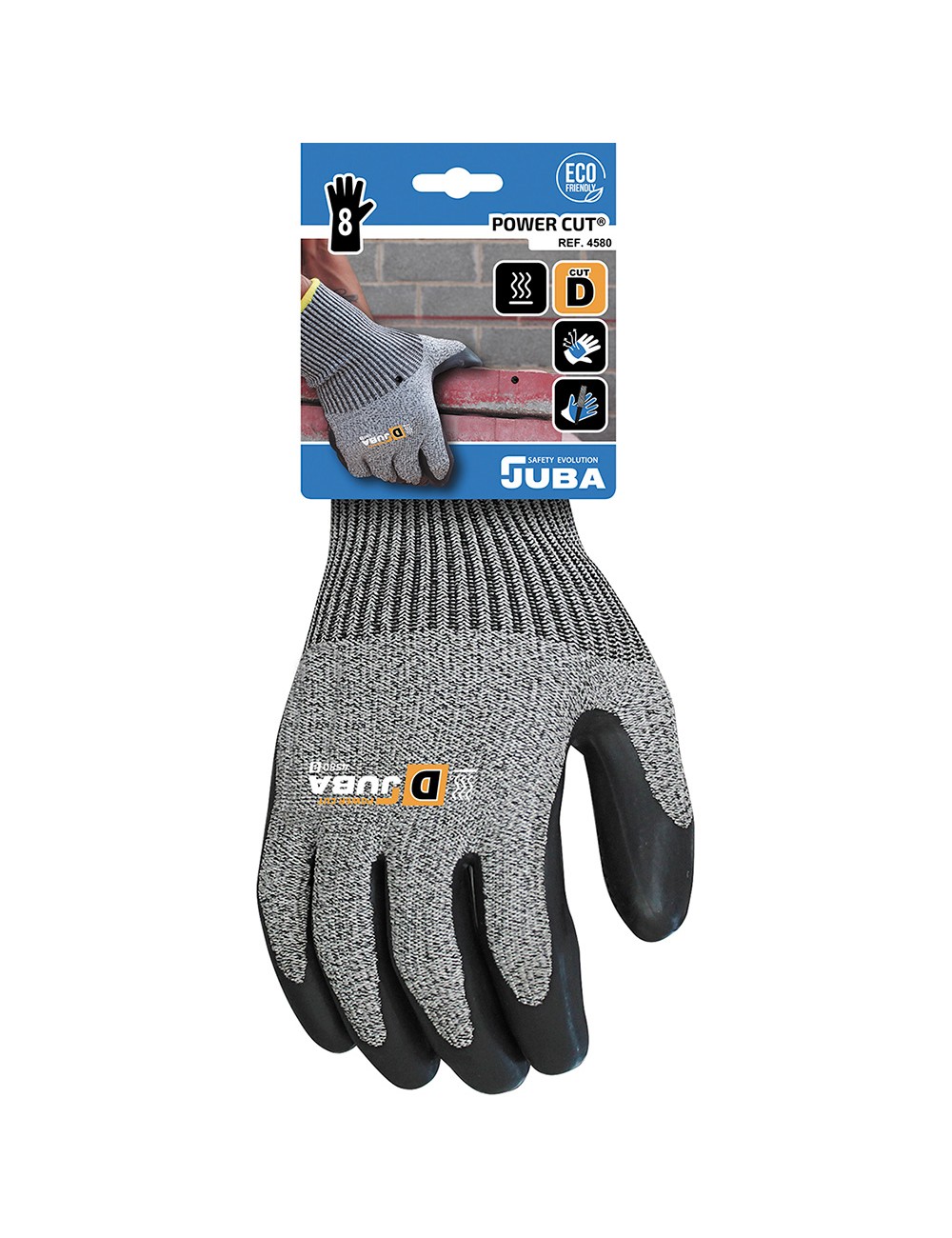 Guante poliéster / elastano / k-rock palma látex, resistente a corte, t-08