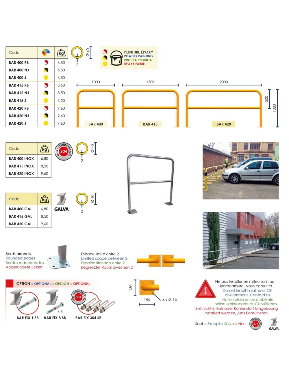 BARRERA BAR400GAL Ø40-1000X1000 GALVANIZADA BAR400Z