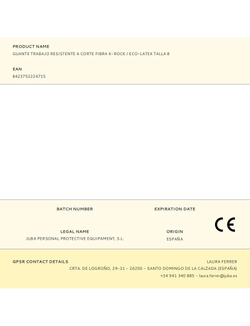 Guante poliéster / elastano / k-rock palma látex, resistente a corte, t-08