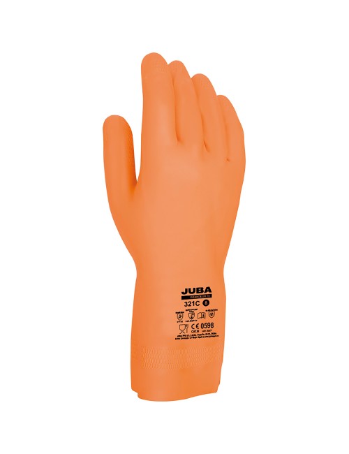 Guante látex / neopreno, flocado interior algodón, naranja, t-10