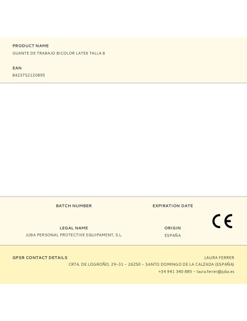 Guante látex, flocado interior algodón, bicolor, t-08