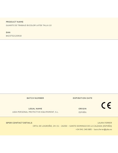 Guante látex, flocado interior algodón, bicolor, t-10