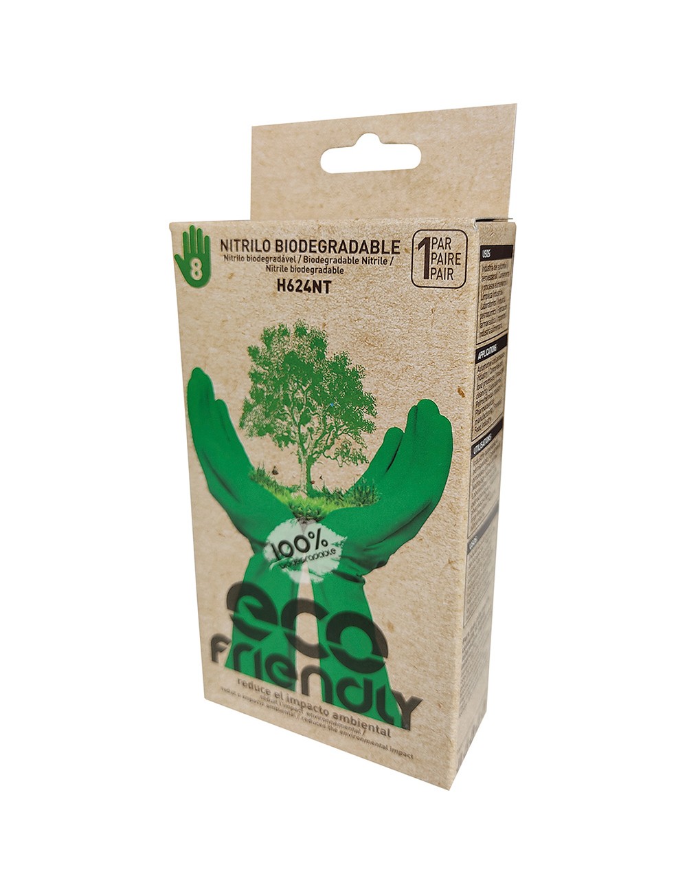 Guante nitrilo, sin flocar, biodegradable, verde, t-09