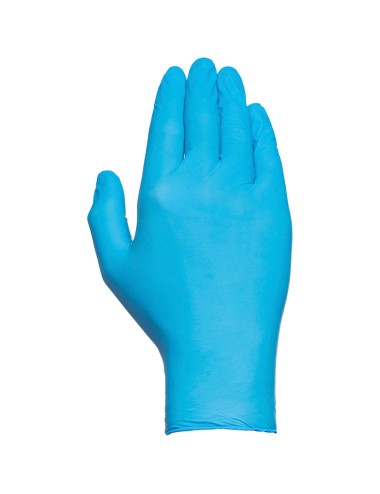 Guante nitrilo, sin polvo, desechable, económico, azul, t-s, caja 100 uds