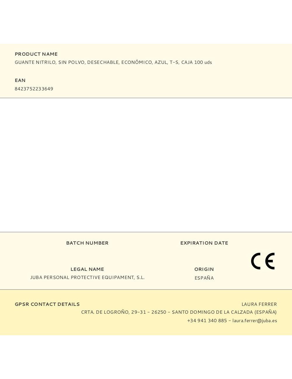 Guante nitrilo, sin polvo, desechable, económico, azul, t-s, caja 100 uds