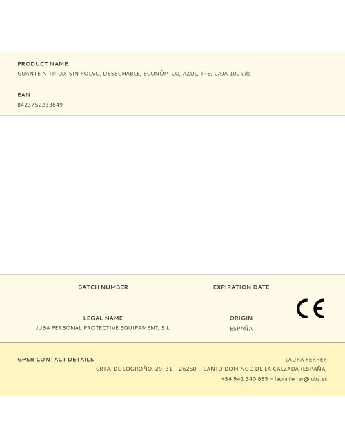 Guante nitrilo, sin polvo, desechable, económico, azul, t-s, caja 100 uds