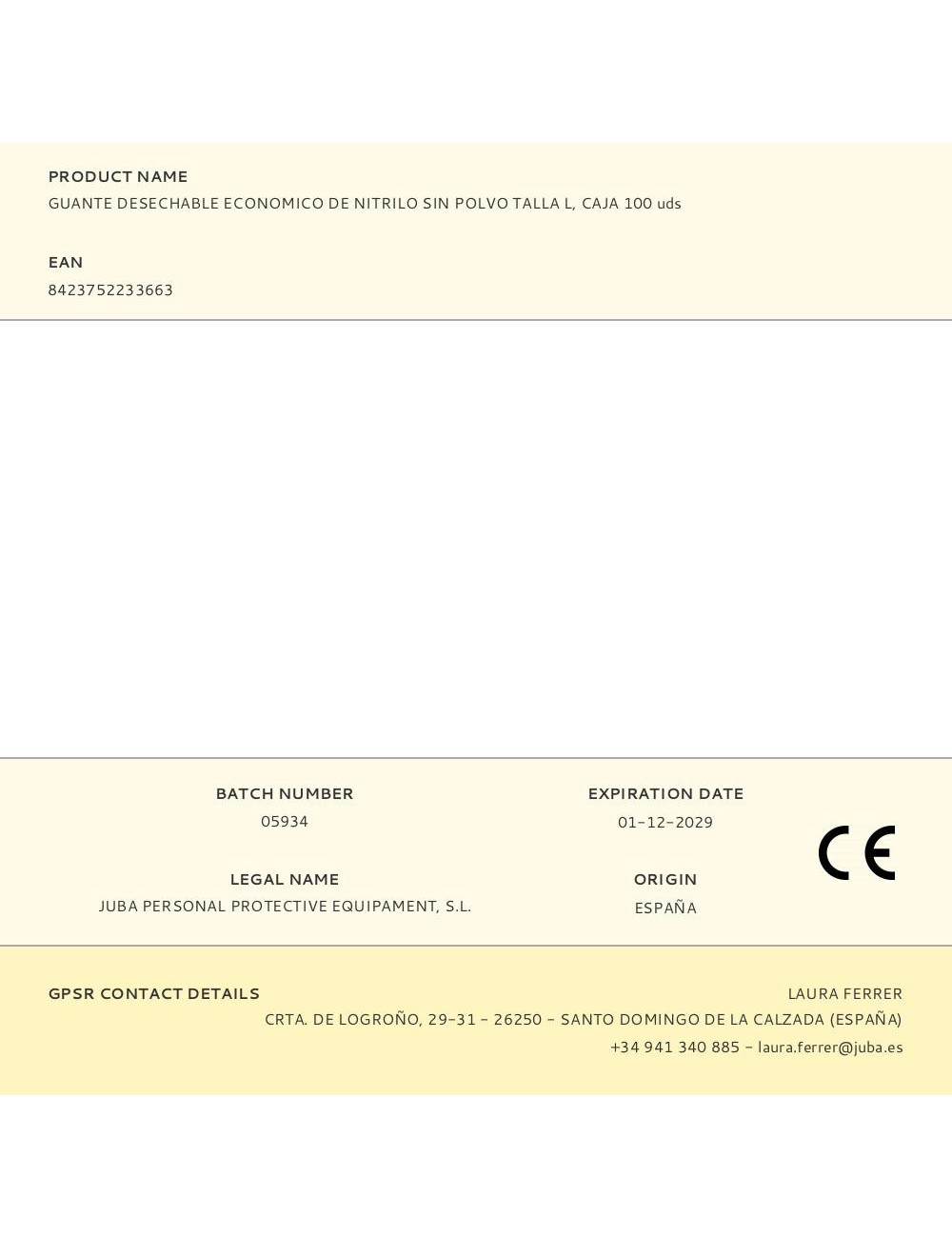 Guante nitrilo, sin polvo, desechable, económico, azul, t-l, caja 100 uds