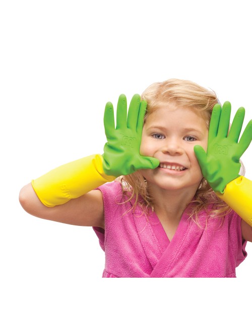 Guante látex flocado interior, infantil, jardinería, bicolor, t-04 años