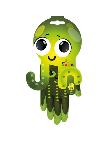 Guante nailon palma recubierta látex rugoso, infantil, verde, t-08 años