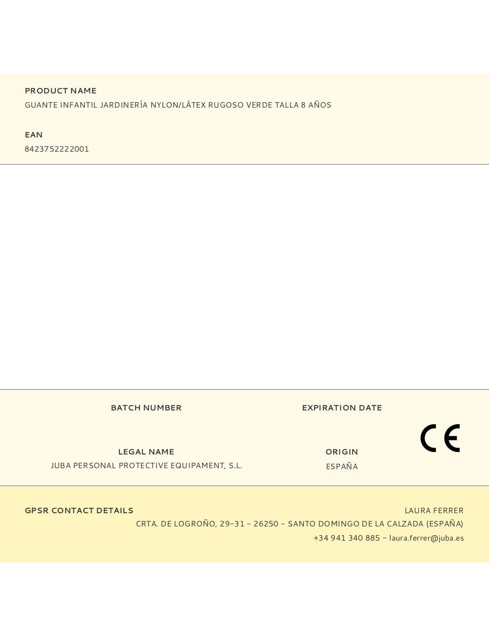 Guante nailon palma recubierta látex rugoso, infantil, verde, t-08 años