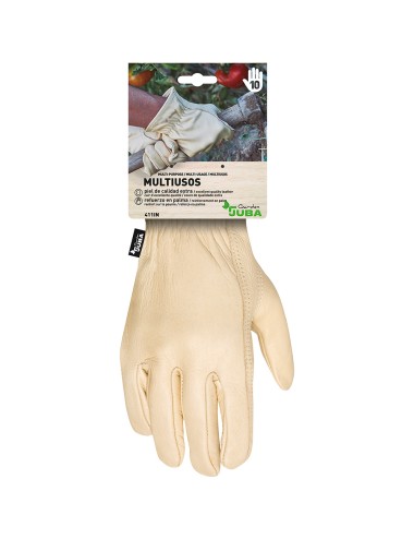 Guante piel flor vacuno reforzado para jardinería, t-10