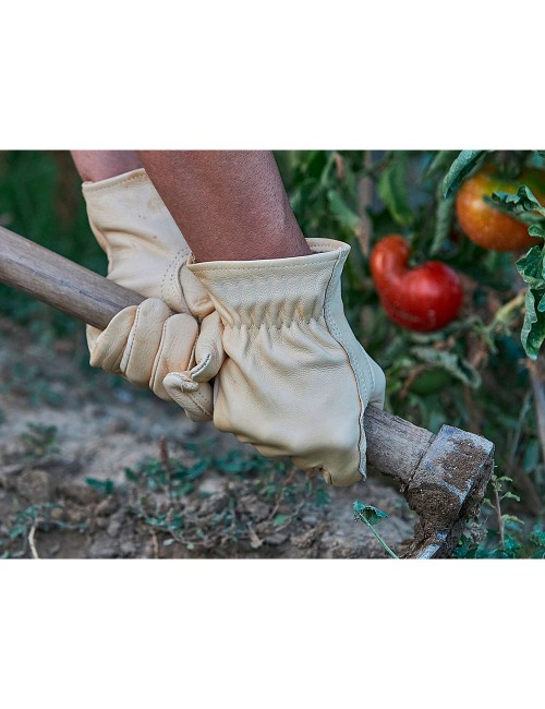 Guante piel flor vacuno reforzado para jardinería, t-10