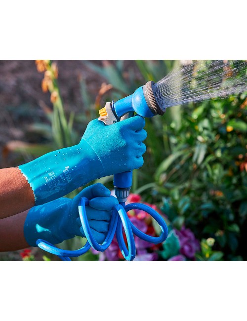 Guante pcv triple capa, arenoso, interior algodón, riego jardín, t-08