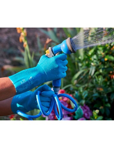 Guante pcv triple capa, arenoso, interior algodón, riego jardín, t-10