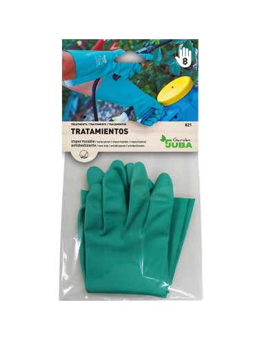 Guante nitrilo, flocado interior, fitosanitarios, verde, t-07