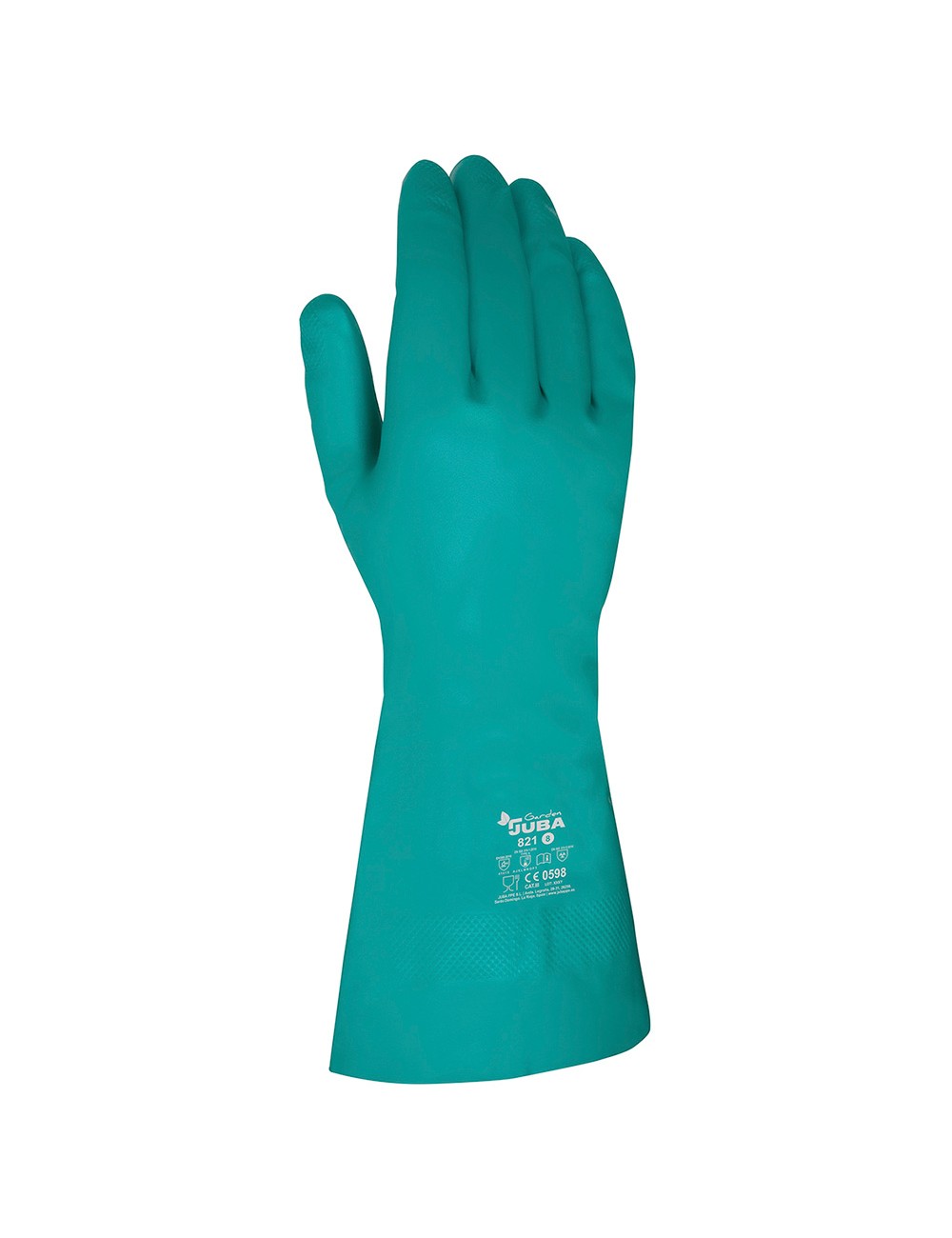 Guante nitrilo, flocado interior, fitosanitarios, verde, t-08