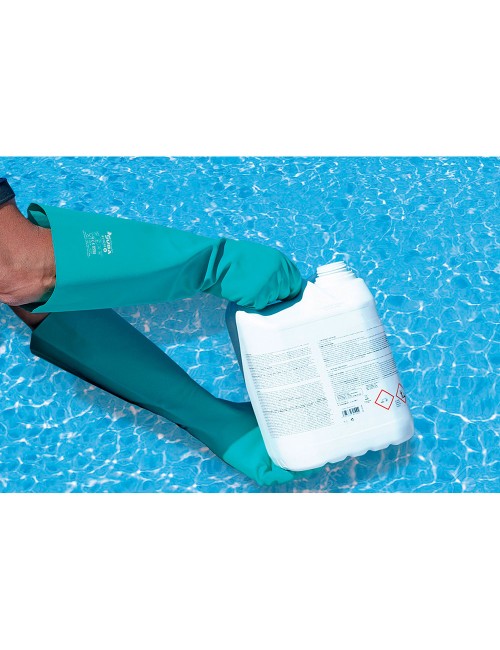 Guante nitrilo, flocado interior, químicos, verde satinado, t-09