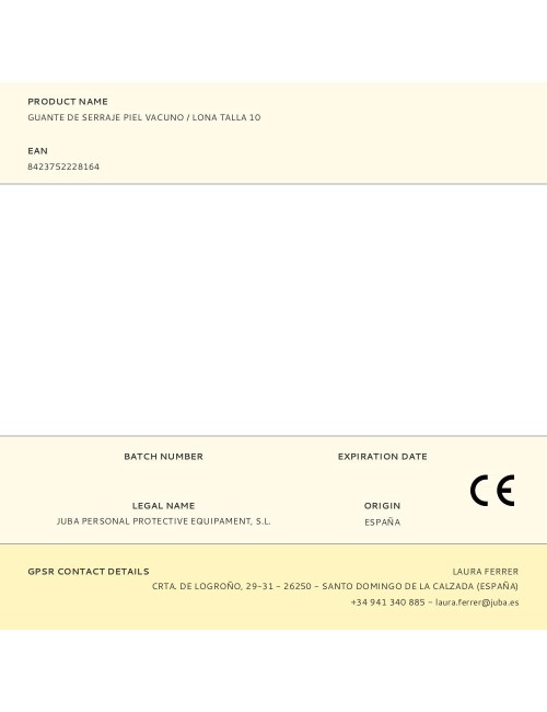 Guante piel de serraje vacuno / lona, t-10