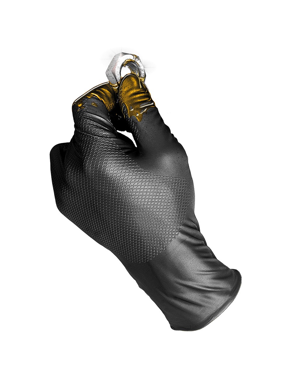 Guante nitrilo, sin polvo, desechable, negro, t-08, caja 50 uds