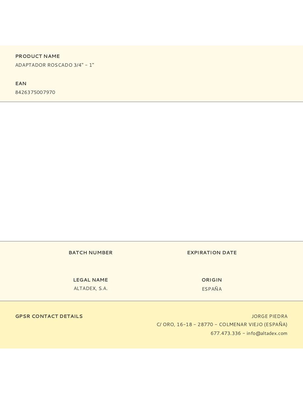 Adaptador roscado 3/4" - 1"