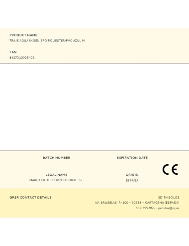 Traje agua ingeniero poliéster/pvc azul m