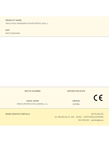 Traje agua ingeniero poliéster/pvc azul l