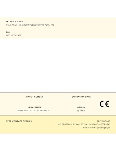 Traje agua ingeniero poliéster/pvc azul: xxl