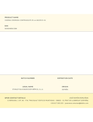 Cadena cromada contragolpe 25 cm a6225cs-xj