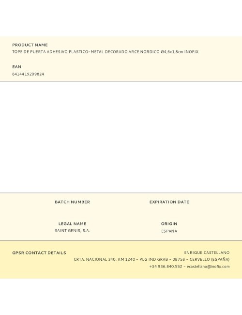 Tope de puerta adhesivo plastico-metal decorado arce nordico ø4,6x1,8cm inofix