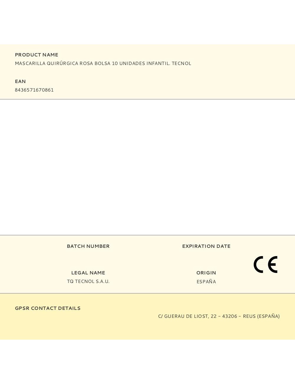 Mascarilla quirúrgica rosa bolsa 10 unidades infantil. tecnol