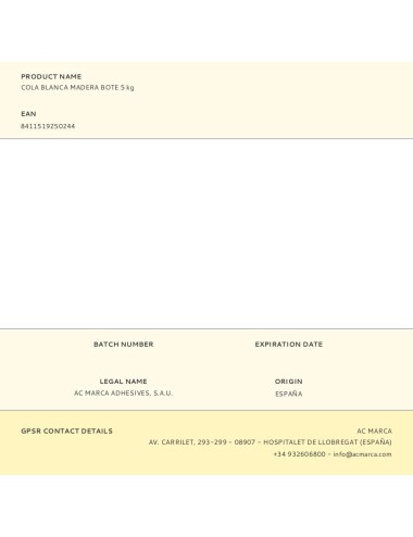 Cola blanca madera bote 5 kg