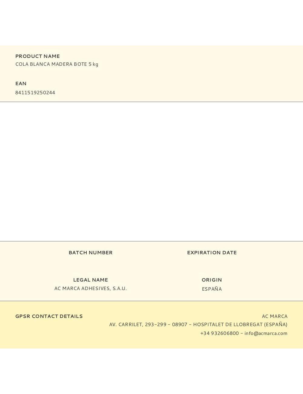 Cola blanca madera bote 5 kg