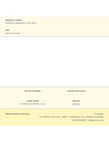 Montack inmediato tubo 260 g