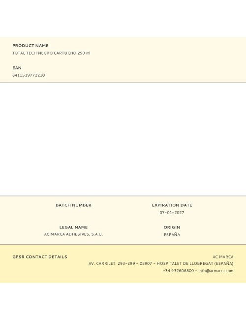 Adhesivo sellador total tech negro 290 ml