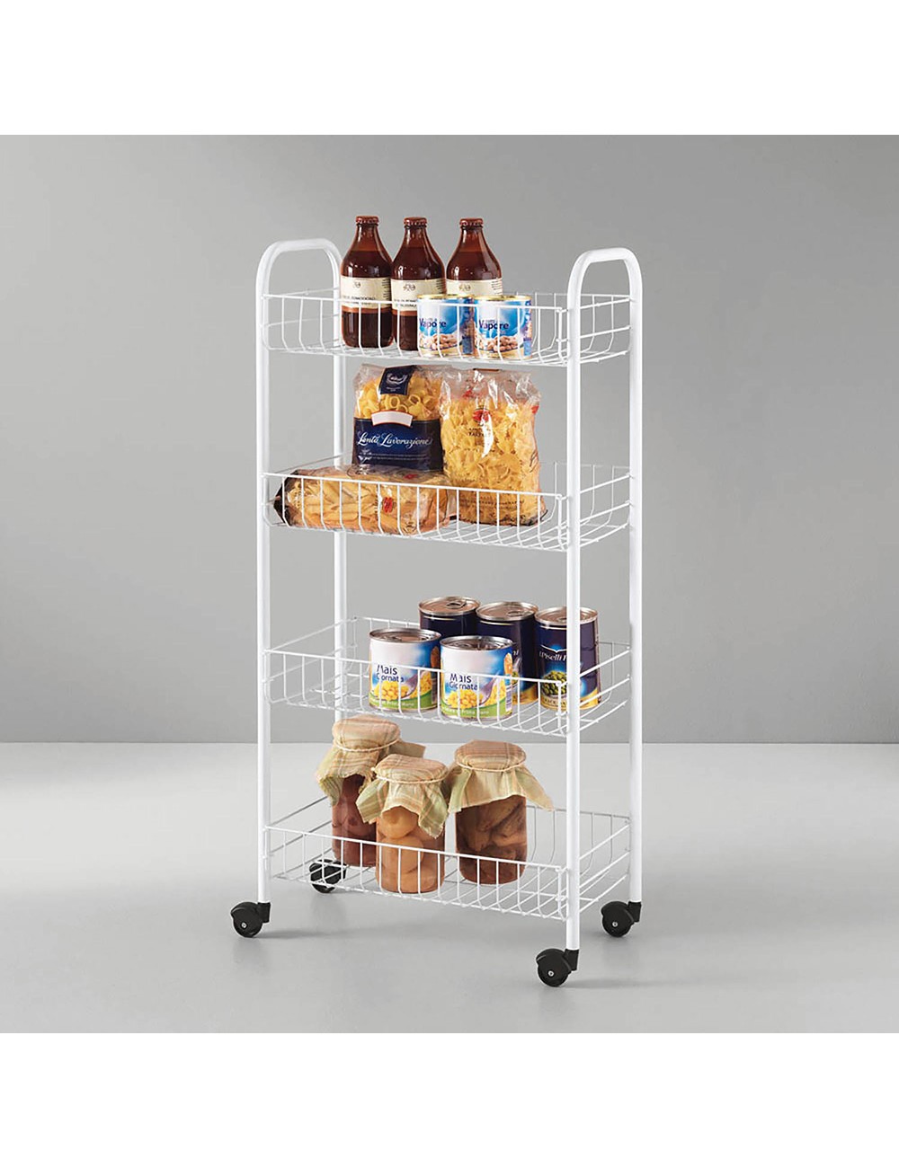 Carrito multiuso 4 estantes blanco 41 x 23 x 84 cm