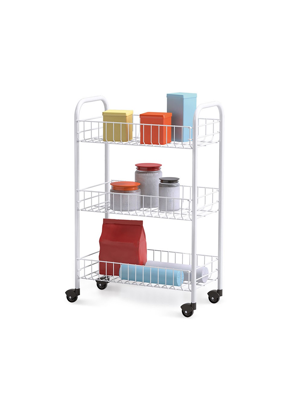 Carrito multiuso 3 estantes 41 x 23 x 63 cm blanco