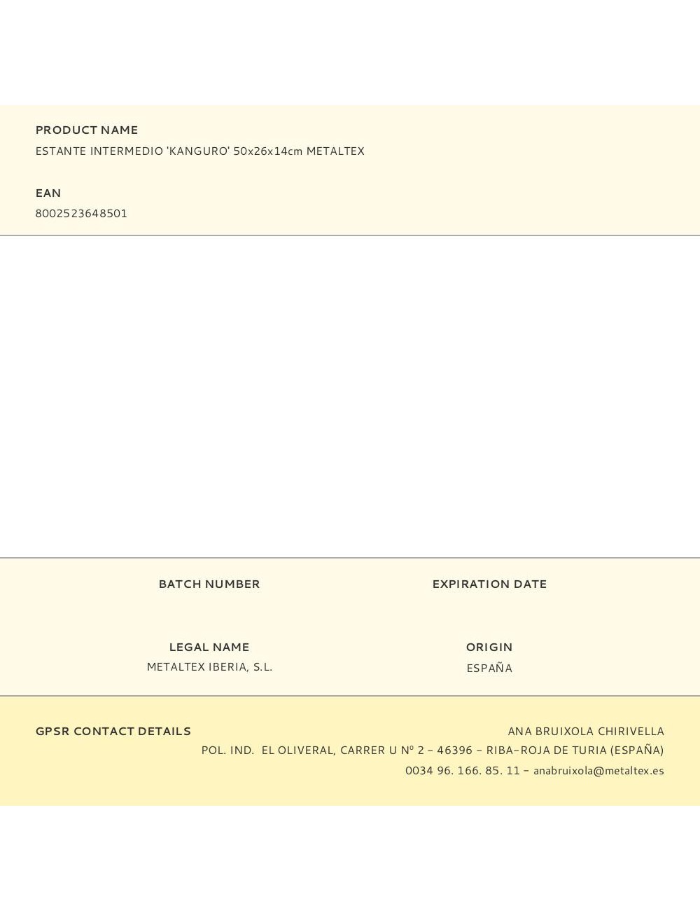 Estante intermedio kanguro 50 x 26 x 14 cm