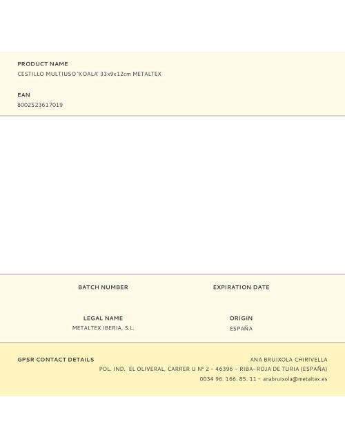 Cestillo multiuso koala 33 x 9 x 12 cm