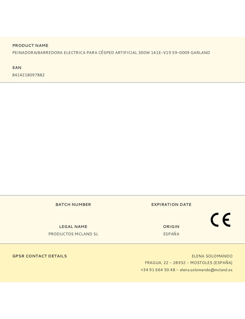 Peinadora/barredora electrica para césped artificial 300w 141e-v19 59-0009 garland