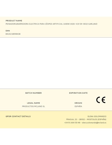 Peinadora/barredora electrica para césped artificial 1400w 302e-v19 59-0010 garland