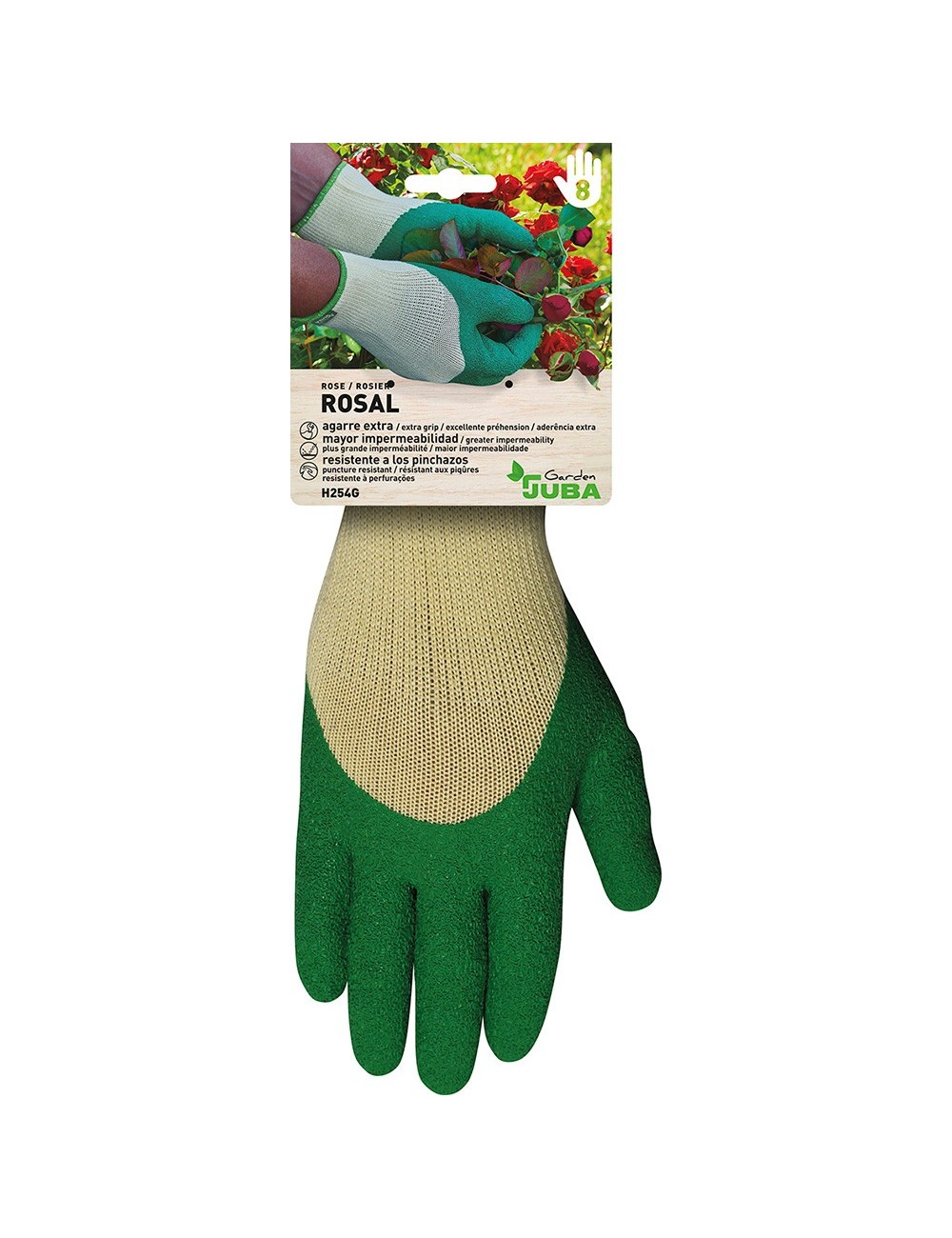 Guante jardinería poliéster/látex talla 8 juba Guante jardinería poliéster/látex talla 8 juba