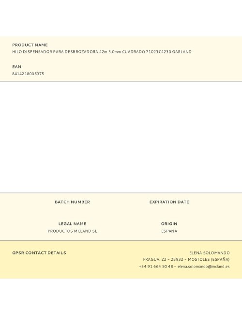 Hilo dispensador para desbrozadora 42m 3,0mm cuadrado 71023c4230 garland