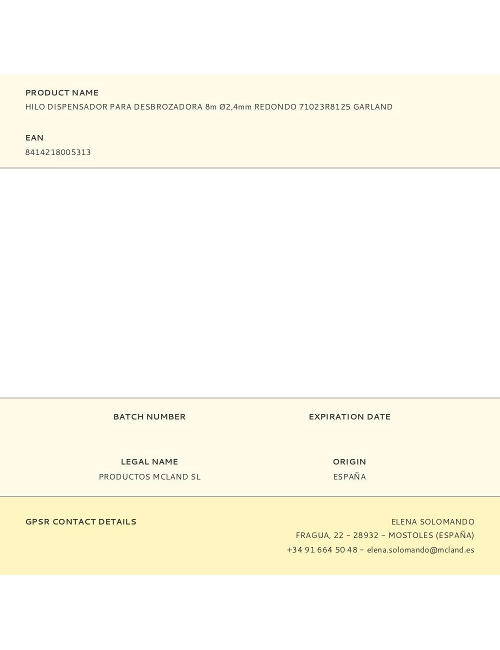 Hilo dispensador para desbrozadora 8m ø2,4mm redondo 71023r8125 garland