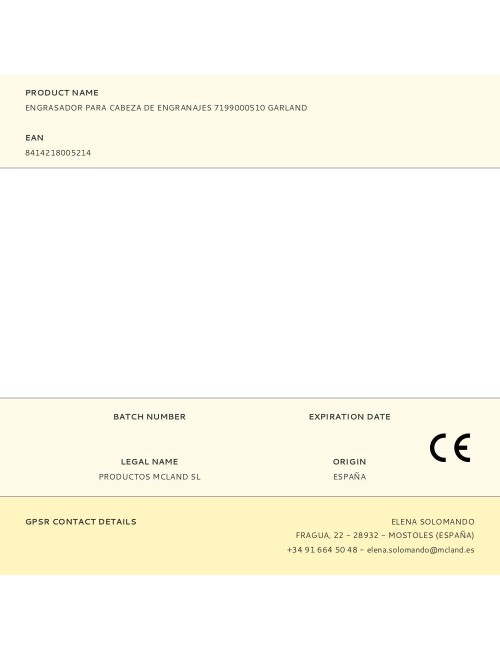 Engrasador para cabeza de engranajes 7199000510 garland