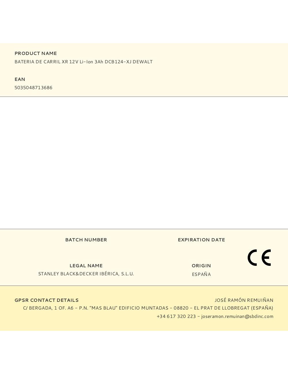 Bateria de carril xr 12v li-ion 3ah dcb124-xj dewalt