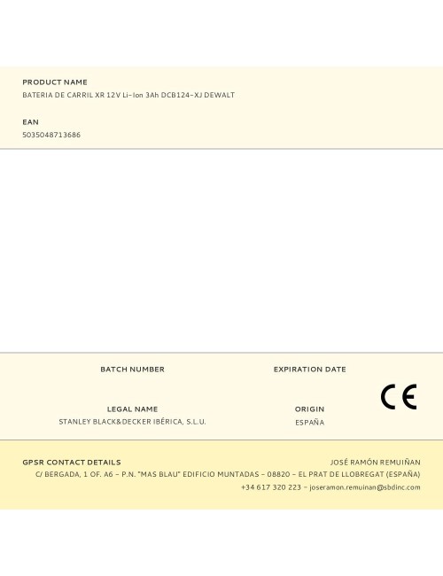Bateria de carril xr 12v li-ion 3ah dcb124-xj dewalt